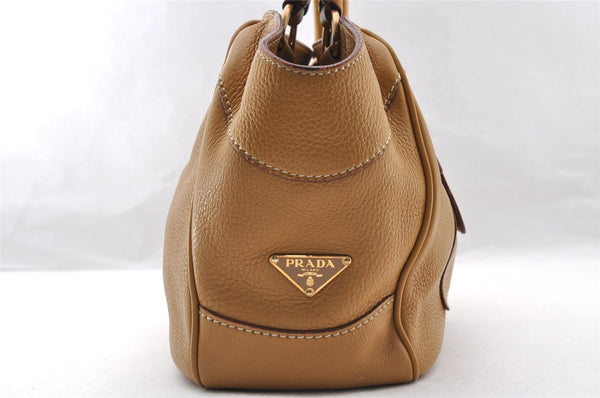 Authentic PRADA Vintage Leather Shoulder Hand Bag Brown 4708I