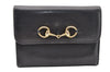 Authentic GUCCI Horsebit Vintage Trifold Wallet Purse Leather Black 4709I