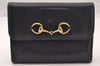 Authentic GUCCI Horsebit Vintage Trifold Wallet Purse Leather Black 4709I