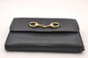 Authentic GUCCI Horsebit Vintage Trifold Wallet Purse Leather Black 4709I