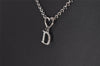 Authentic Christian Dior Silver Tone Heart Motif Rhinestone Chain Necklace 4711I