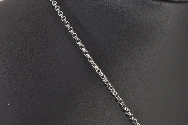 Authentic Christian Dior Silver Tone Heart Motif Rhinestone Chain Necklace 4711I