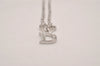 Authentic Christian Dior Silver Tone Heart Motif Rhinestone Chain Necklace 4711I