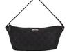 Authentic GUCCI Hand Bag Pouch Purse GG Canvas Leather 07198 Black 4712I