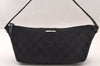 Authentic GUCCI Hand Bag Pouch Purse GG Canvas Leather 07198 Black 4712I