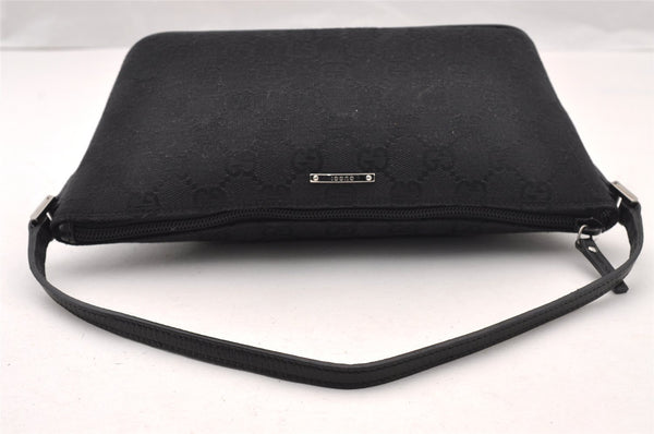 Authentic GUCCI Hand Bag Pouch Purse GG Canvas Leather 07198 Black 4712I