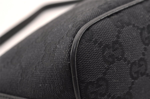 Authentic GUCCI Hand Bag Pouch Purse GG Canvas Leather 07198 Black 4712I