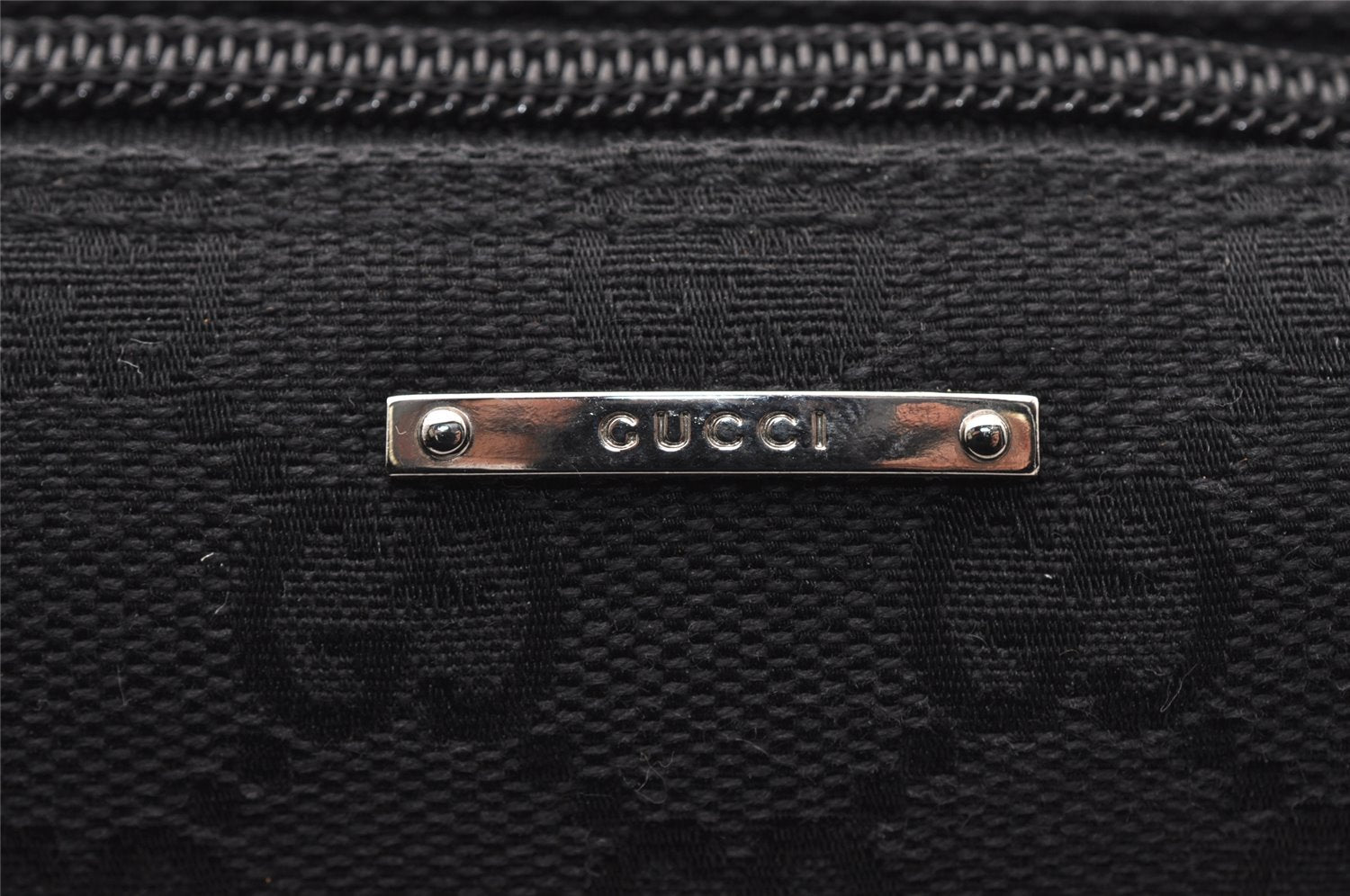 Authentic GUCCI Hand Bag Pouch Purse GG Canvas Leather 07198 Black 4712I