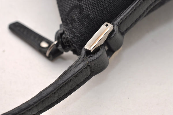 Authentic GUCCI Hand Bag Pouch Purse GG Canvas Leather 07198 Black 4712I