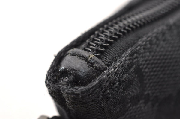 Authentic GUCCI Hand Bag Pouch Purse GG Canvas Leather 07198 Black 4712I