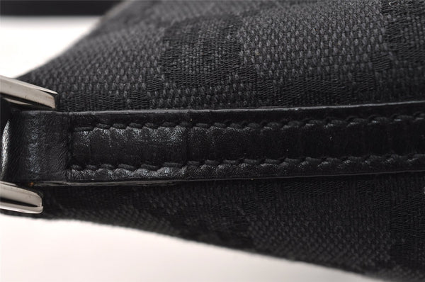 Authentic GUCCI Hand Bag Pouch Purse GG Canvas Leather 07198 Black 4712I