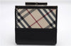 Authentic BURBERRY Nova Check Coin Case Purse Canvas Leather Beige Black 4713E