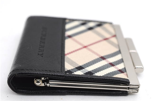 Authentic BURBERRY Nova Check Coin Case Purse Canvas Leather Beige Black 4713E