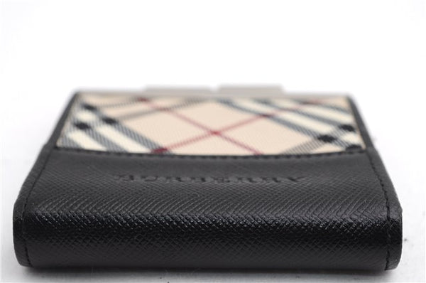 Authentic BURBERRY Nova Check Coin Case Purse Canvas Leather Beige Black 4713E