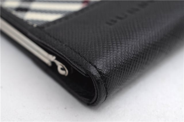 Authentic BURBERRY Nova Check Coin Case Purse Canvas Leather Beige Black 4713E