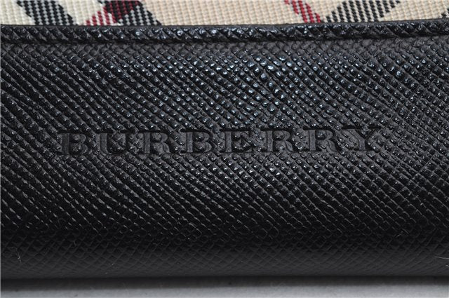 Authentic BURBERRY Nova Check Coin Case Purse Canvas Leather Beige Black 4713E