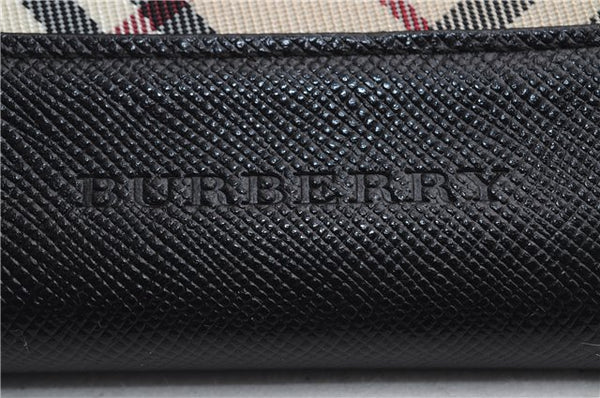 Authentic BURBERRY Nova Check Coin Case Purse Canvas Leather Beige Black 4713E
