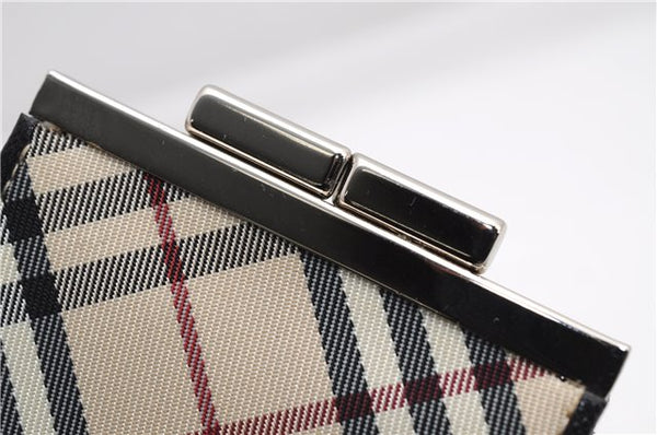 Authentic BURBERRY Nova Check Coin Case Purse Canvas Leather Beige Black 4713E