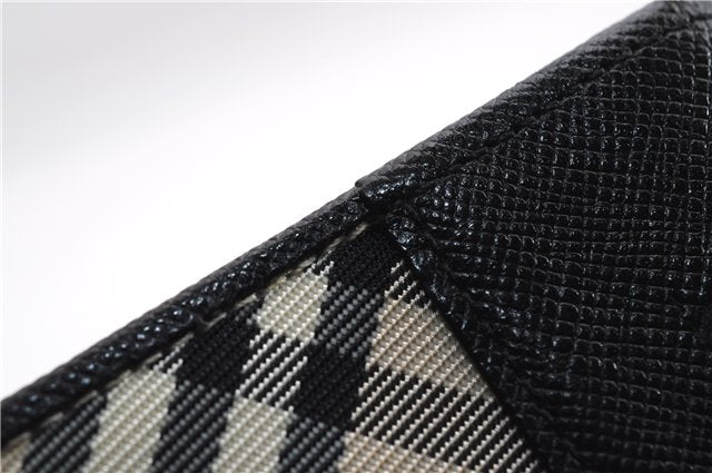 Authentic BURBERRY Nova Check Coin Case Purse Canvas Leather Beige Black 4713E