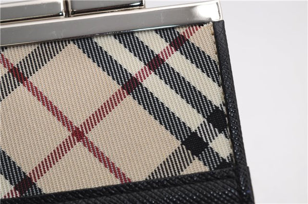 Authentic BURBERRY Nova Check Coin Case Purse Canvas Leather Beige Black 4713E
