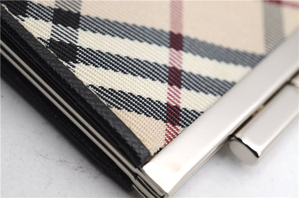 Authentic BURBERRY Nova Check Coin Case Purse Canvas Leather Beige Black 4713E