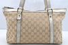 Authentic GUCCI Abbey Shoulder Tote Bag GG Canvas Leather 141470 Beige 4714I