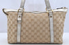 Authentic GUCCI Abbey Shoulder Tote Bag GG Canvas Leather 141470 Beige 4714I
