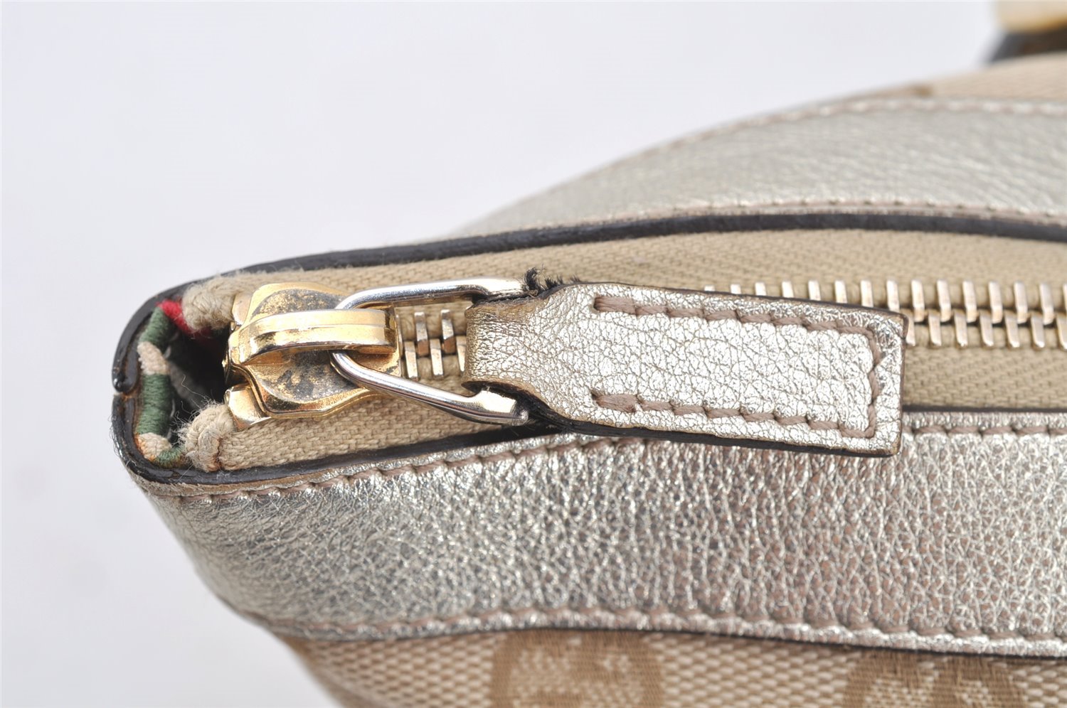 Authentic GUCCI Abbey Shoulder Tote Bag GG Canvas Leather 141470 Beige 4714I