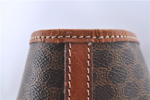Authentic CELINE Macadam Blason Shoulder Tote Bag PVC Leather Brown 4715B