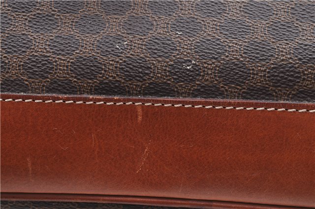 Authentic CELINE Macadam Blason Shoulder Tote Bag PVC Leather Brown 4715B