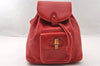 Authentic GUCCI Bamboo Vintage Drawstring Backpack Leather Red 4715I