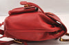 Authentic GUCCI Bamboo Vintage Drawstring Backpack Leather Red 4715I