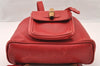 Authentic GUCCI Bamboo Vintage Drawstring Backpack Leather Red 4715I