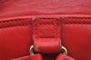 Authentic GUCCI Bamboo Vintage Drawstring Backpack Leather Red 4715I