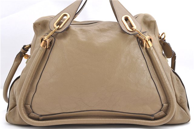 Authentic Chloe Paraty Large Vintage 2Way Shoulder Tote Bag Leather Beige 4718F