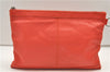 Authentic BALENCIAGA Classic Clip M Clutch Bag Purse Leather 273022 Orange 4724E