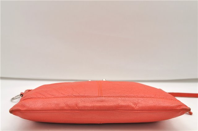 Authentic BALENCIAGA Classic Clip M Clutch Bag Purse Leather 273022 Orange 4724E