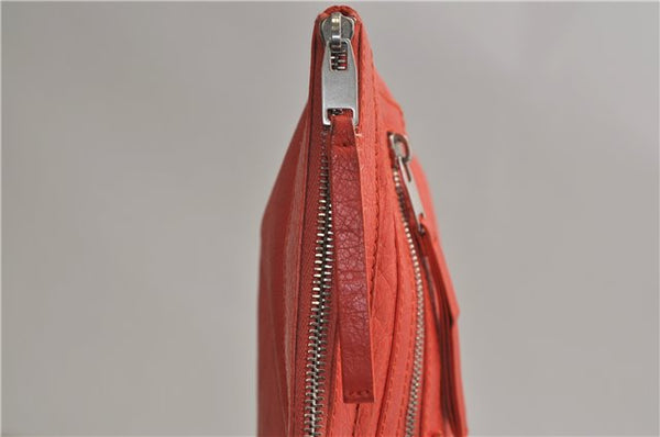 Authentic BALENCIAGA Classic Clip M Clutch Bag Purse Leather 273022 Orange 4724E