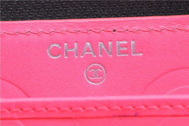 Authentic CHANEL Calf Skin Cambon Line CC Logo Long Wallet Purse Black 4725A