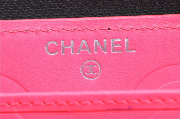 Authentic CHANEL Calf Skin Cambon Line CC Logo Long Wallet Purse Black 4725A