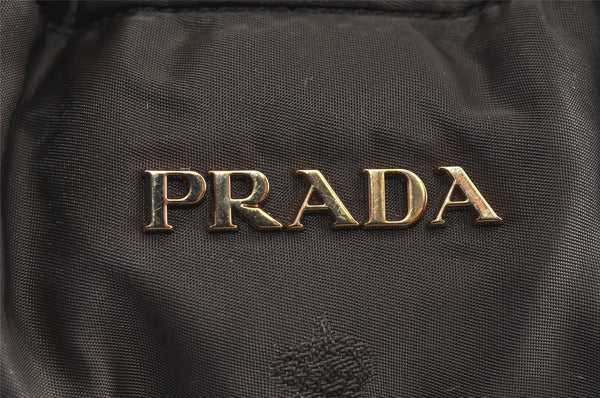 Authentic PRADA Nylon Tessuto Leather Shoulder Drawstring Bag Khaki Green 4728I