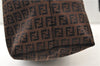 Authentic FENDI Zucchino Shoulder Tote Bag Canvas Leather Brown 4732E