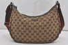 Auth GUCCI Web Sherry Line Shoulder Bag GG Canvas Leather 122790 Brown 4732I