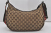 Auth GUCCI Web Sherry Line Shoulder Bag GG Canvas Leather 122790 Brown 4732I