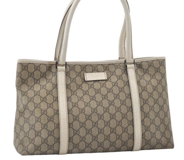 Authentic GUCCI Vintage Shoulder Hand Tote Bag GG PVC Leather 114595 Brown 4734E