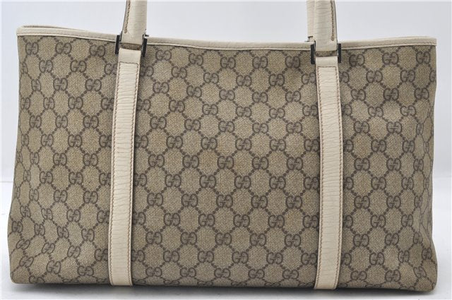 Authentic GUCCI Vintage Shoulder Hand Tote Bag GG PVC Leather 114595 Brown 4734E