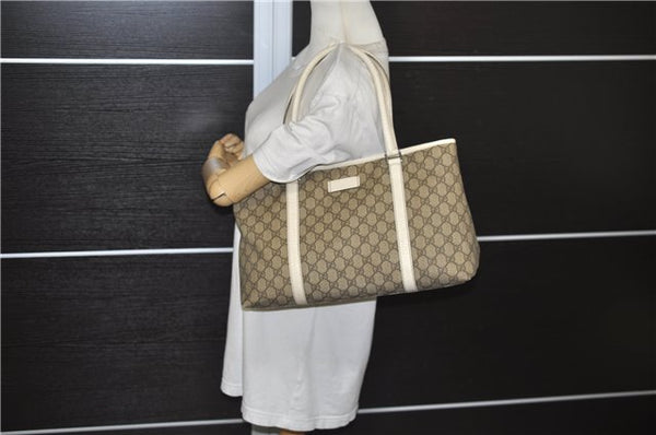 Authentic GUCCI Vintage Shoulder Hand Tote Bag GG PVC Leather 114595 Brown 4734E