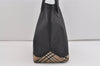 Authentic BURBERRY BLUE LABEL Check Hand Tote Bag Nylon Leather Black 4735I