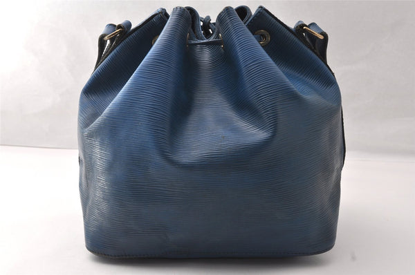 Authentic Louis Vuitton Epi Petit Noe Shoulder Drawstring Bag M44105 Blue 4736I
