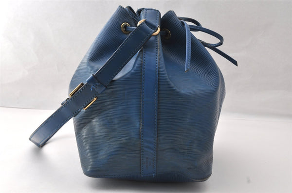Authentic Louis Vuitton Epi Petit Noe Shoulder Drawstring Bag M44105 Blue 4736I